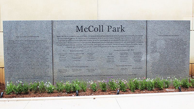 McColl Park dedication wall